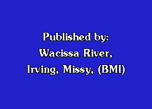 Published by

Wacissa River,

Irving, Missy, (BMI)