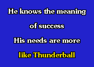 He knows the meaning
of success

His needs are more

like Thunderball