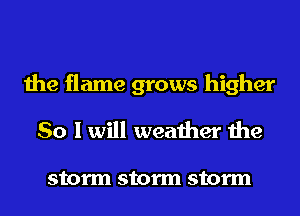 the flame grows higher
So I will weather the

storm storm storm