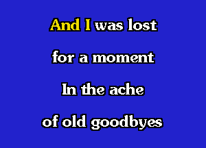 And I was lost

for a moment

In the ache

of old goodbyes