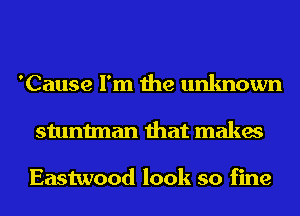 'Cause I'm the unknown
stuntman that makes

Eastwood look so fine