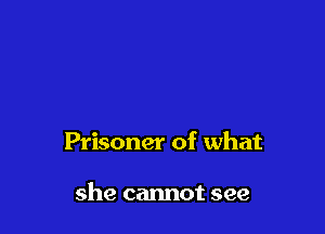 Prisoner of what

she cannot see