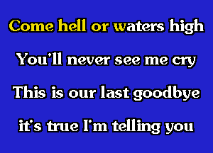 Come hell or waters high
You'll never see me cry
This is our last goodbye

it's true I'm telling you