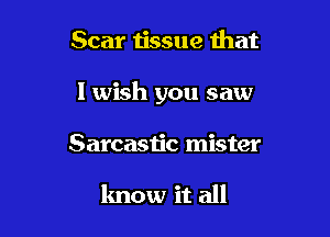Scar tissue that

I wish you saw

Sarcastic mister

know it all