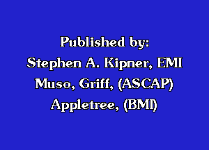 Published byz
Stephen A. Kipner, EMI

Muso, Griff, (ASCAP)
Appletree, (BMI)