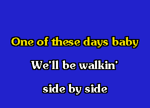 One of these days baby

We'll be walkin'

side by side