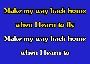 Make my way back home
when I learn to fly
Make my way back home

when I learn to
