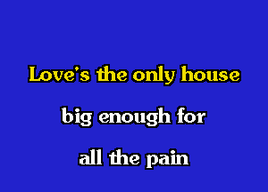 Love's the only house

big enough for

all the pain
