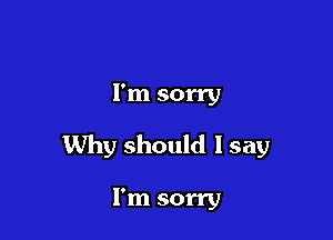 I'm sorry

Why should I say

I'm sorry