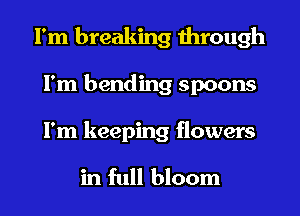 I'm breaking through
I'm bending spoons
I'm keeping flowers

in full bloom