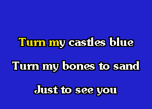 Turn my castles blue

Turn my bones to sand

Just to see you