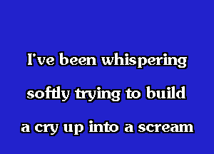 I've been whispering
softly trying to build

a cry up into a scream