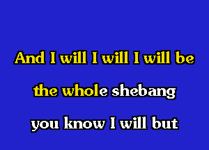And I will I will I will be

the whole shebang

you know I will but