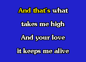 And that's what

takes me high

And your love

it keeps me alive