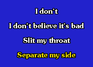 ldonT

ldon't believe it's bad

Slit my throat

Separate my side