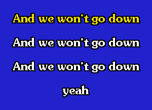 And we won't go down

And we won't go down

And we won't go down

yeah