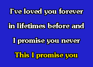 I've loved you forever
in lifetimes before and
I promise you never

This I promise you