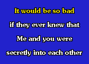 It would be so bad
if they ever knew that
Me and you were

secretly into each other