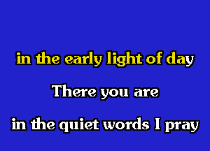 in the early light of day
There you are

in the quiet words I pray