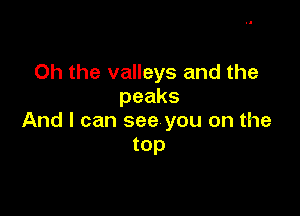 Oh the valleys and the
peaks

And I can see you on the
top
