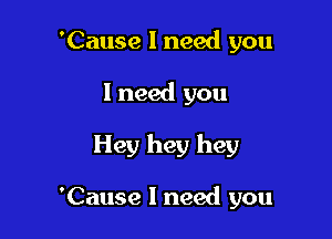 'Cause I need you

1 need you

Hey hey hey

'Cause I need you