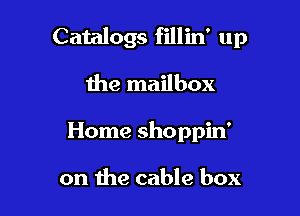 Catalogs fillin' up

the mailbox

Home shoppin'

on the cable box