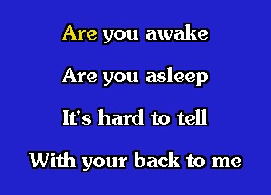 Are you awake
Are you asleep

It's hard to tell

With your back to me