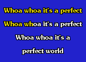 Whoa whoa it's a perfect
Whoa whoa it's a perfect
Whoa whoa it's a

perfect world