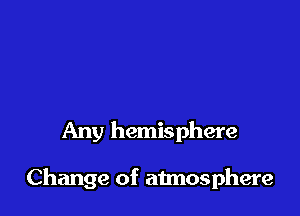 Any hemisphere

Change of aimosphere
