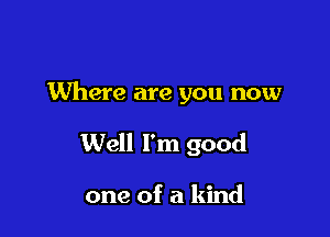 Where are you now

Well I'm good

one of a kind