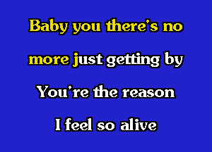 Baby you there's no
more just getting by
You're the reason

I feel so alive