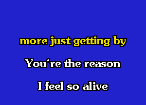 more just getting by

You're the reason

I feel so alive