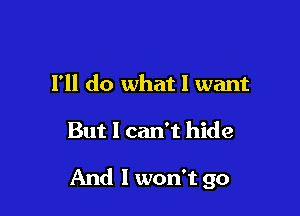 I'll do what 1 want

But I can't hide

And I won't go