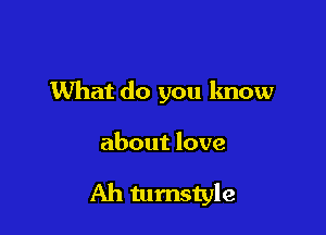 What do you know

about love

Ah tumstyle