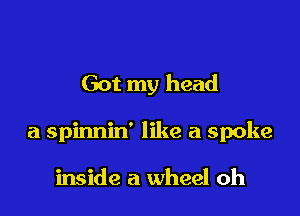 Got my head

a spinnin' like a spoke

inside a wheel oh