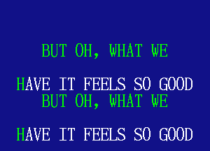 BUT 0H, WHAT WE

HAVE IT FEELS SO GOOD
BUT 0H, WHAT WE

HAVE IT FEELS SO GOOD