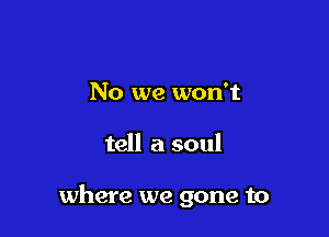 No we won't

tell a soul

where we gone to