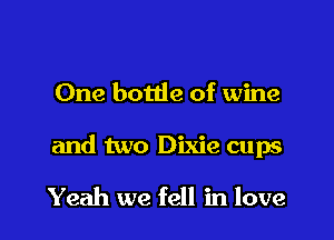 One bottle of wine

and two Dixie cups

Yeah we fell in love