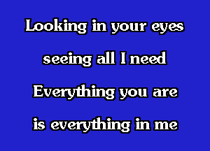 looking in your eyes
seeing all I need

Everyihing you are

is everything in me