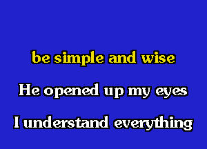be simple and wise
He opened up my eyes

I understand everything