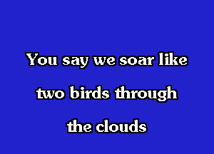 You say we soar like

two birds through
the clouds