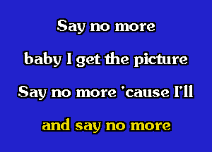 Say no more

baby I get the picture

Say no more 'cause 1'11

and say no more