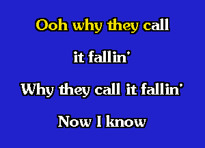 Ooh why they call
it fallin'

Why they call it fallin'

Now I know