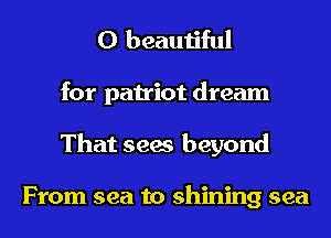 0 beautiful
for patriot dream

That seas beyond

From sea to shining sea I