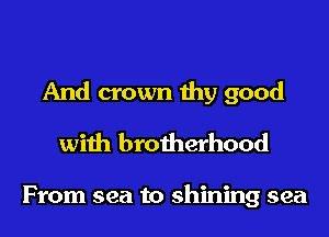 And crown thy good
with brotherhood

From sea to shining sea