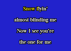 Snow flyin'

almost blinding me

Now I see you're

the one for me