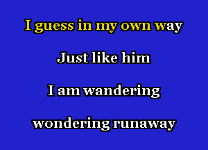 I guess in my own way
Just like him

I am wandering

wondering runaway l