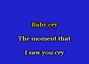 Baby cry

The moment that

I saw you cry