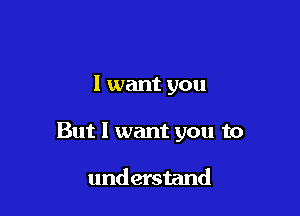 I want you

But I want you to

understand