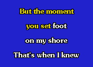 But the moment

you set foot

on my shore

That's when I knew